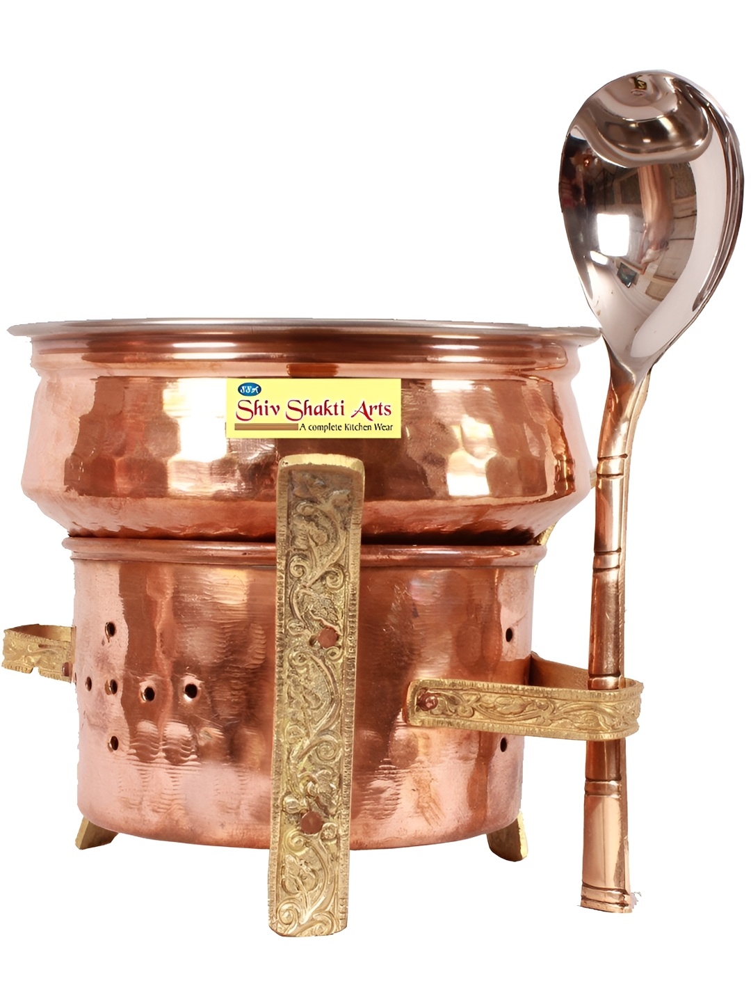 

Shivshakti Arts Brown 2 Pieces Copper Spoon & Handi Cook and Serve Casserole 300 ml