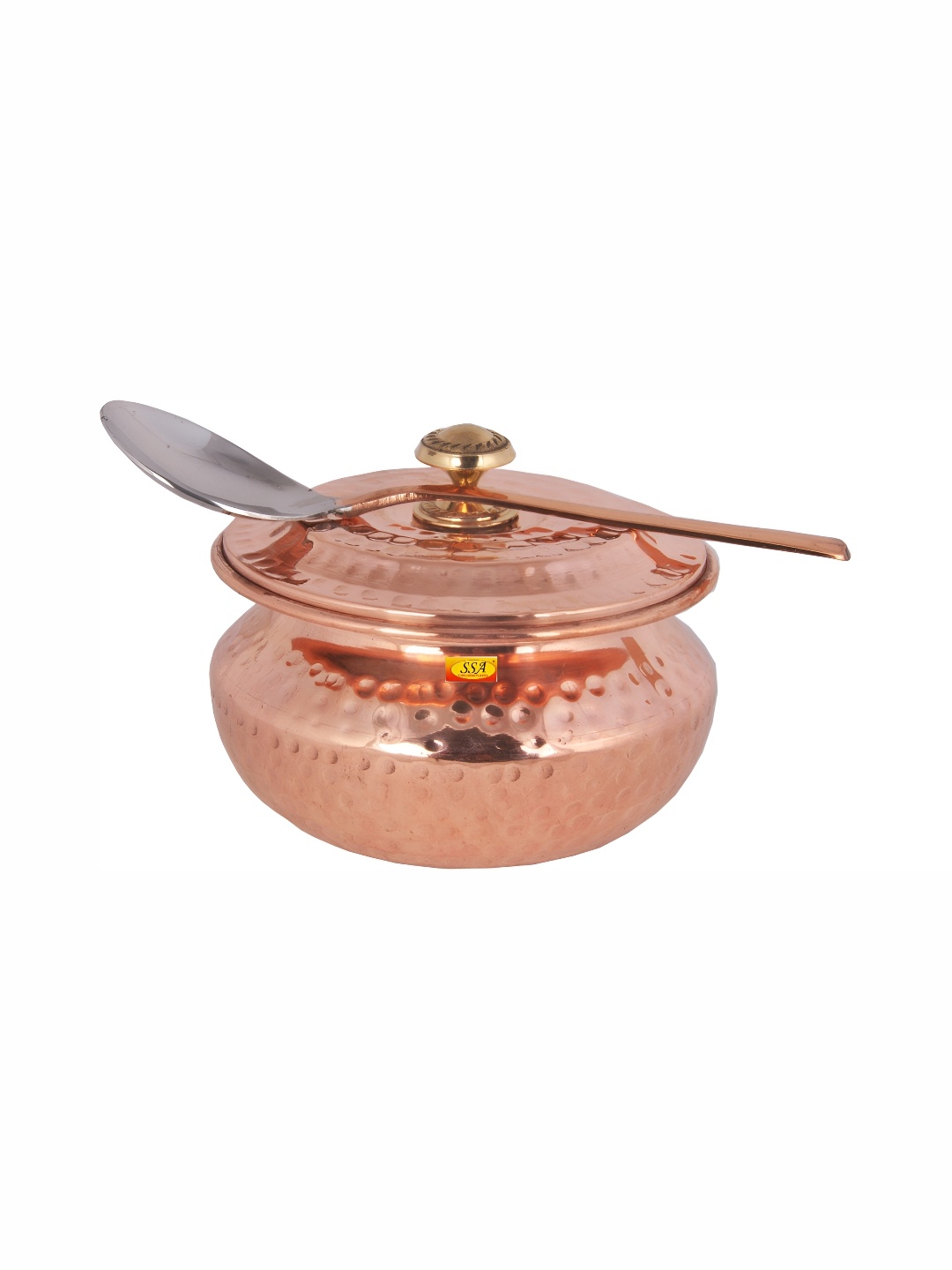 

Shivshakti Arts Brown 2 Pieces Copper Handi With Lid & Serving Spoon