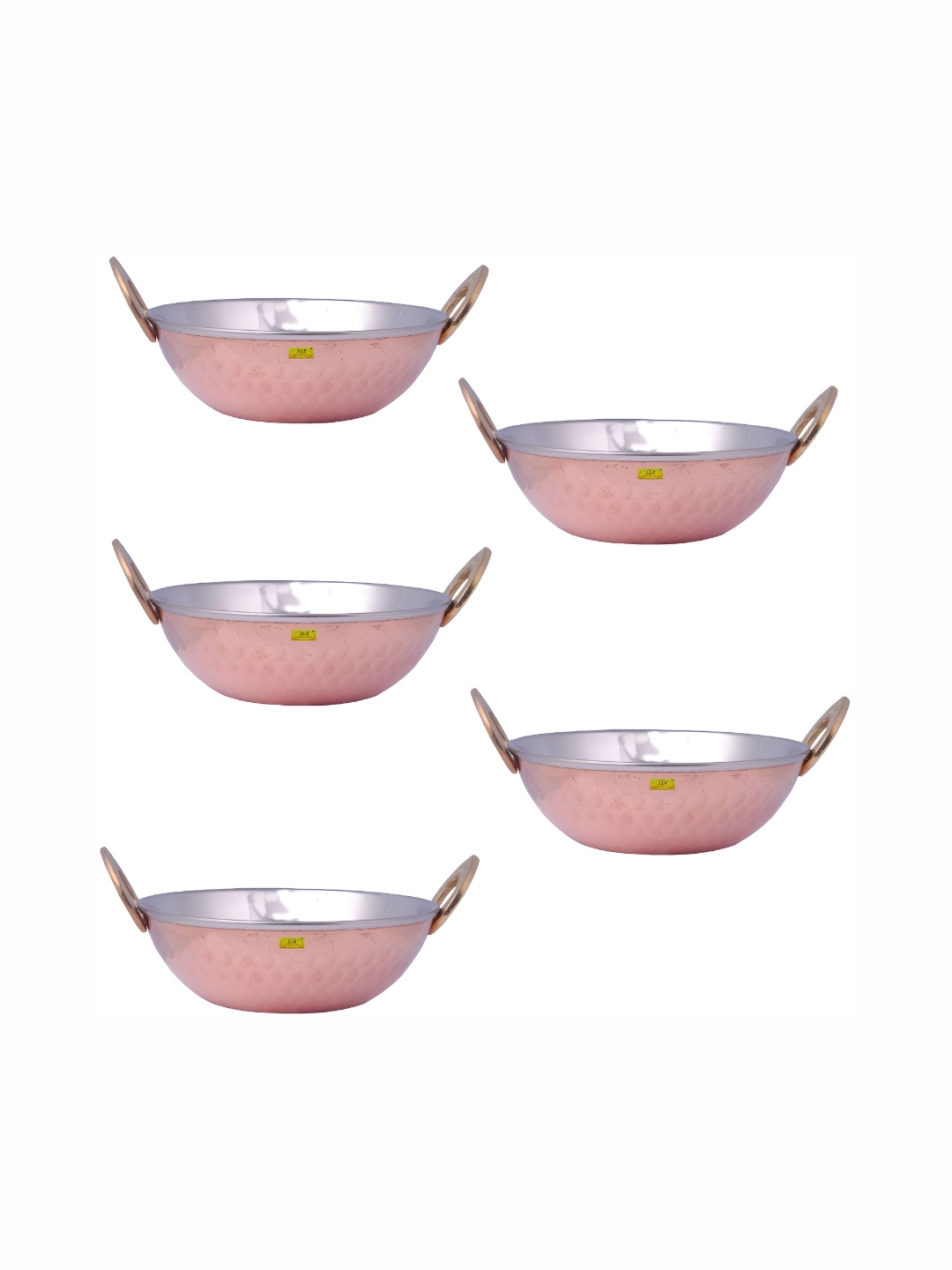 

Shivshakti Arts Brown 5 Pieces Copper Kadai Cook and Serve Casserole