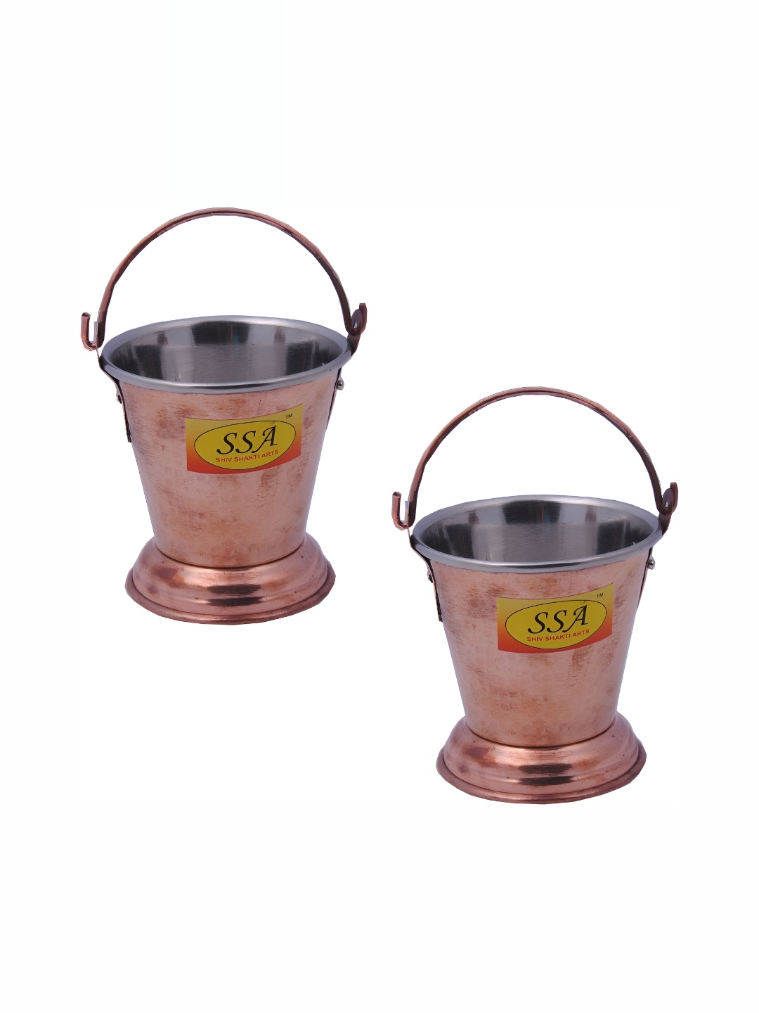 

Shivshakti Arts Copper Toned 2 Pcs Steel Copper Bucket