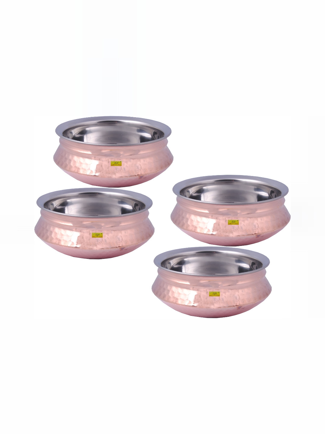 

Shivshakti Arts Copper Toned & Silver Toned 4 Pieces Handi