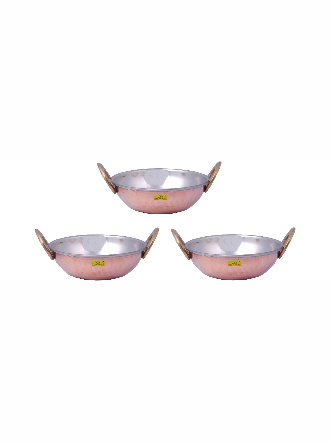 

Shivshakti Arts Brown 3 Pieces Copper Kadais 1.5 ltr