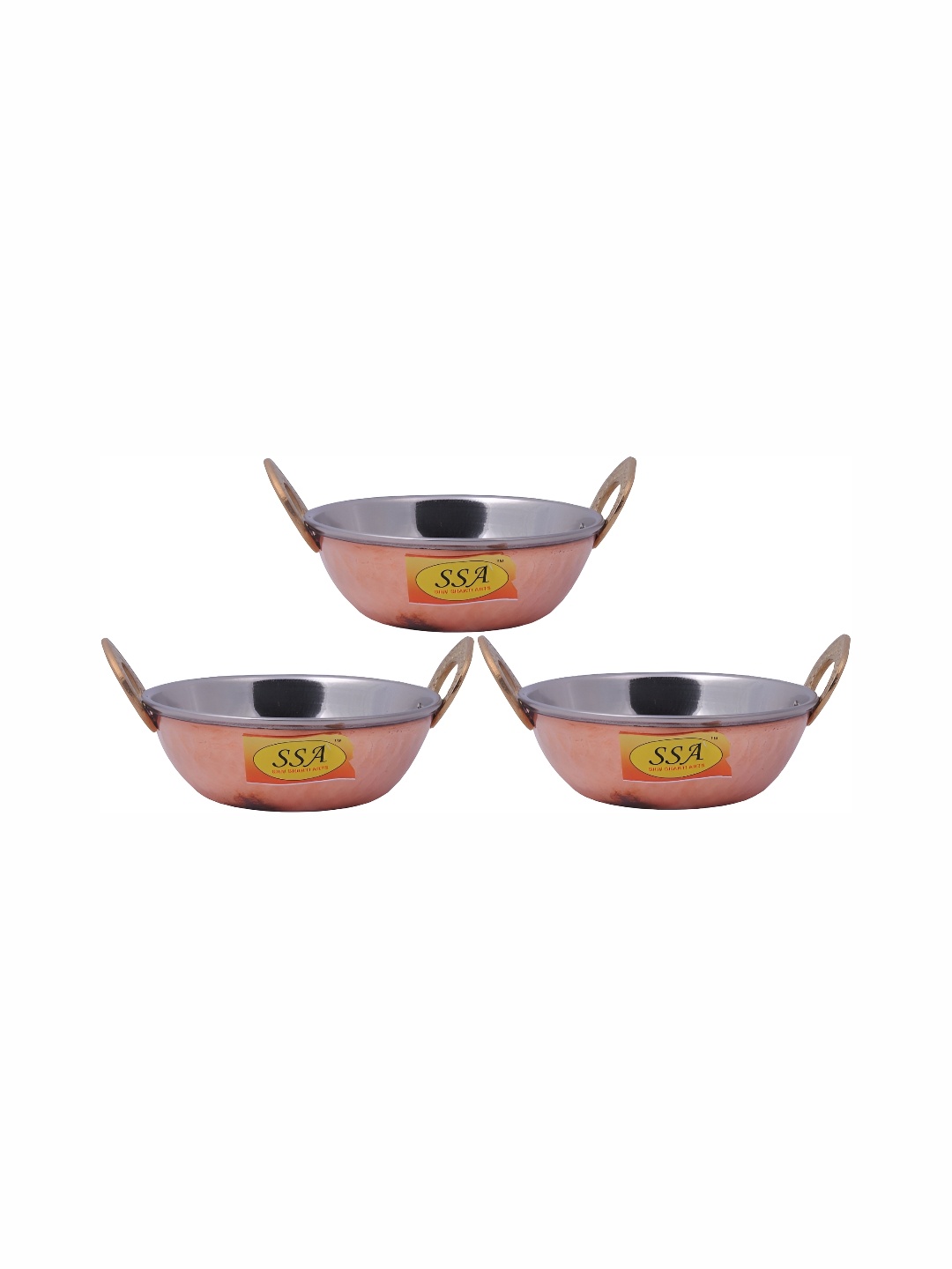 

Shivshakti Arts Brown 3 Pieces Copper Cookware and Serve Casserole