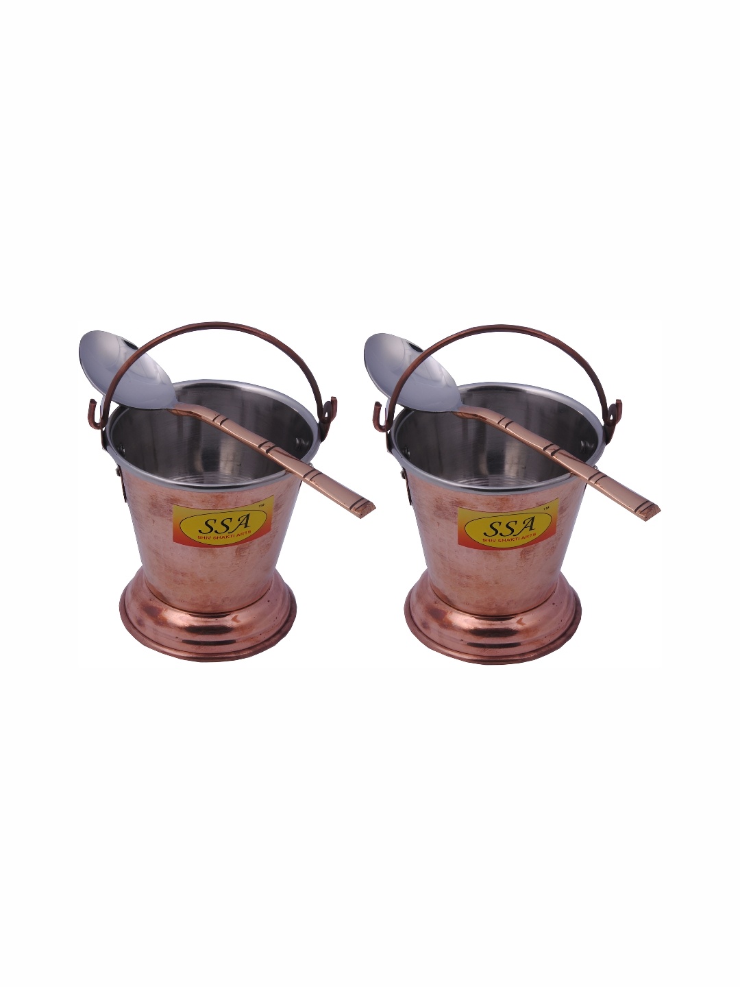 

Shivshakti Arts Brown 2 Pieces Copper Bucket and Serving Handi