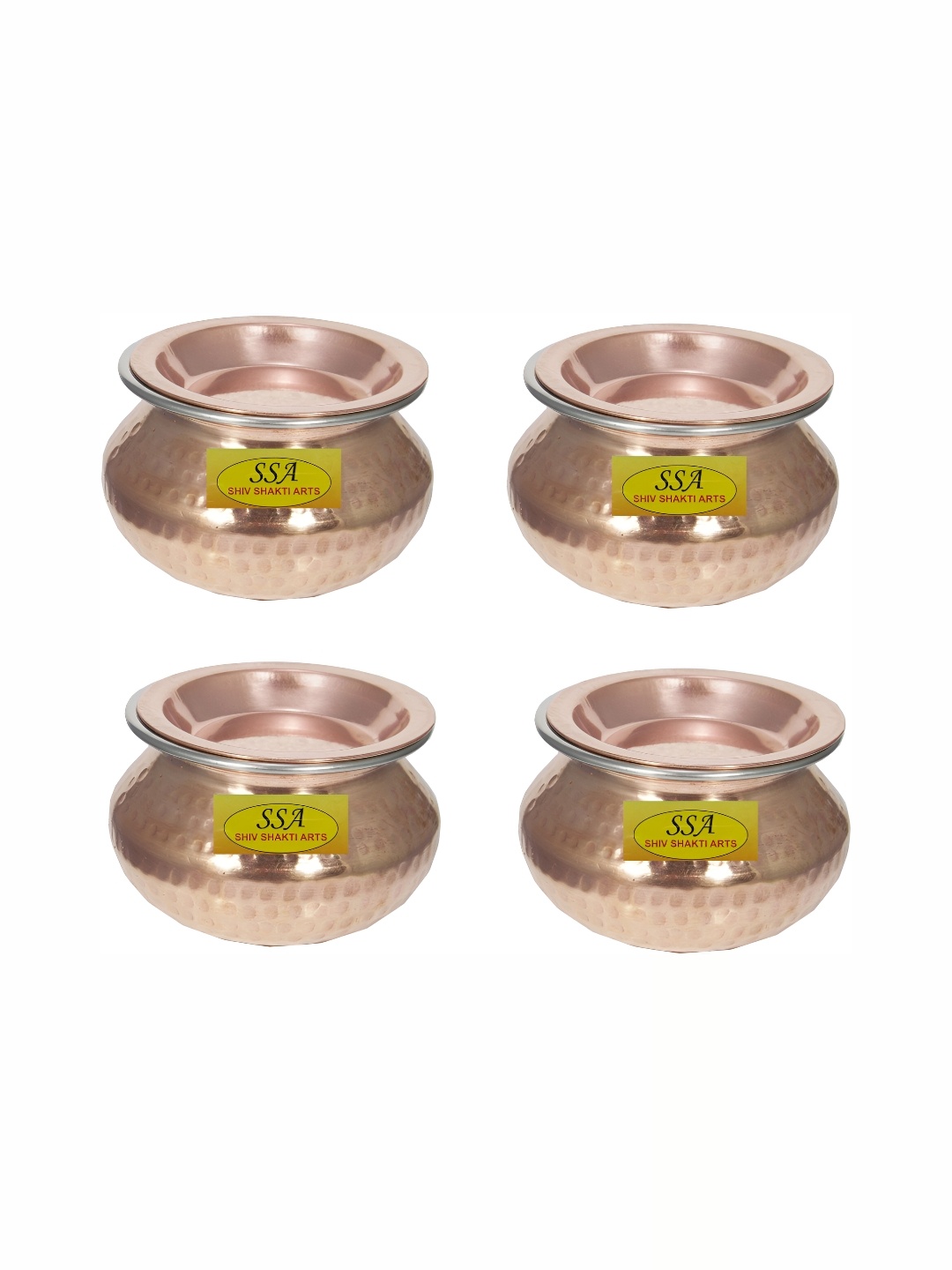 

Shivshakti Arts Brown 5 Pieces Copper Cooking Handi With Lids 500ml Each