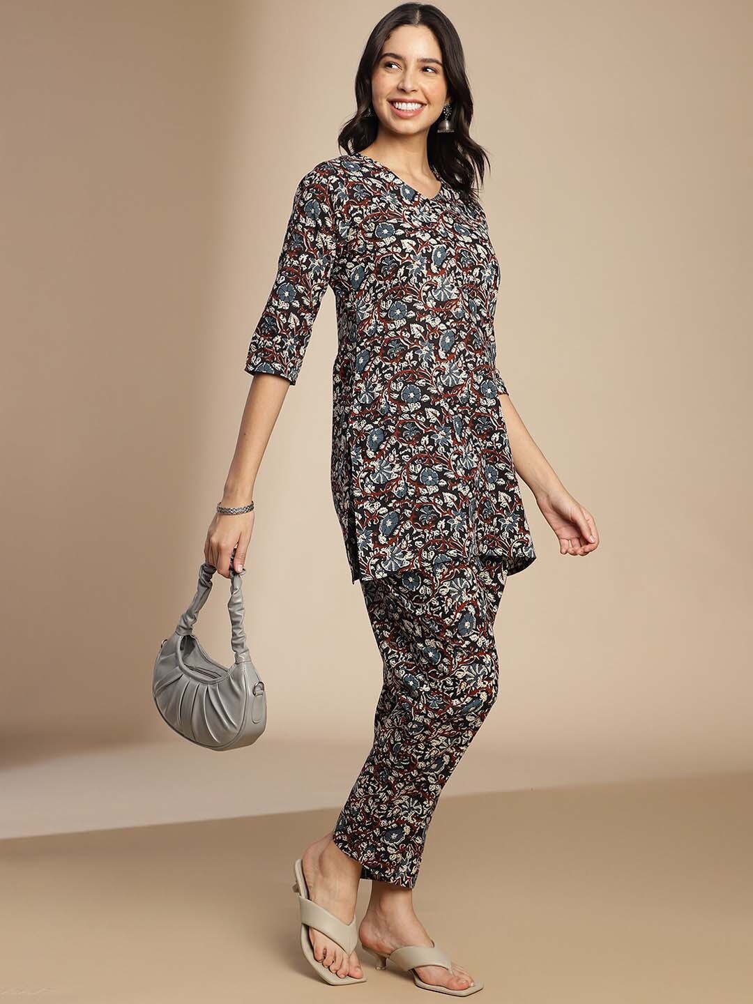 

KALINI Printed Top With Trousers Co-Ords, Black