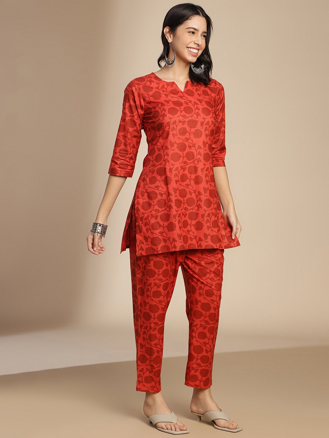 

KALINI Floral Printed Top With Trousers Co-Ords, Red