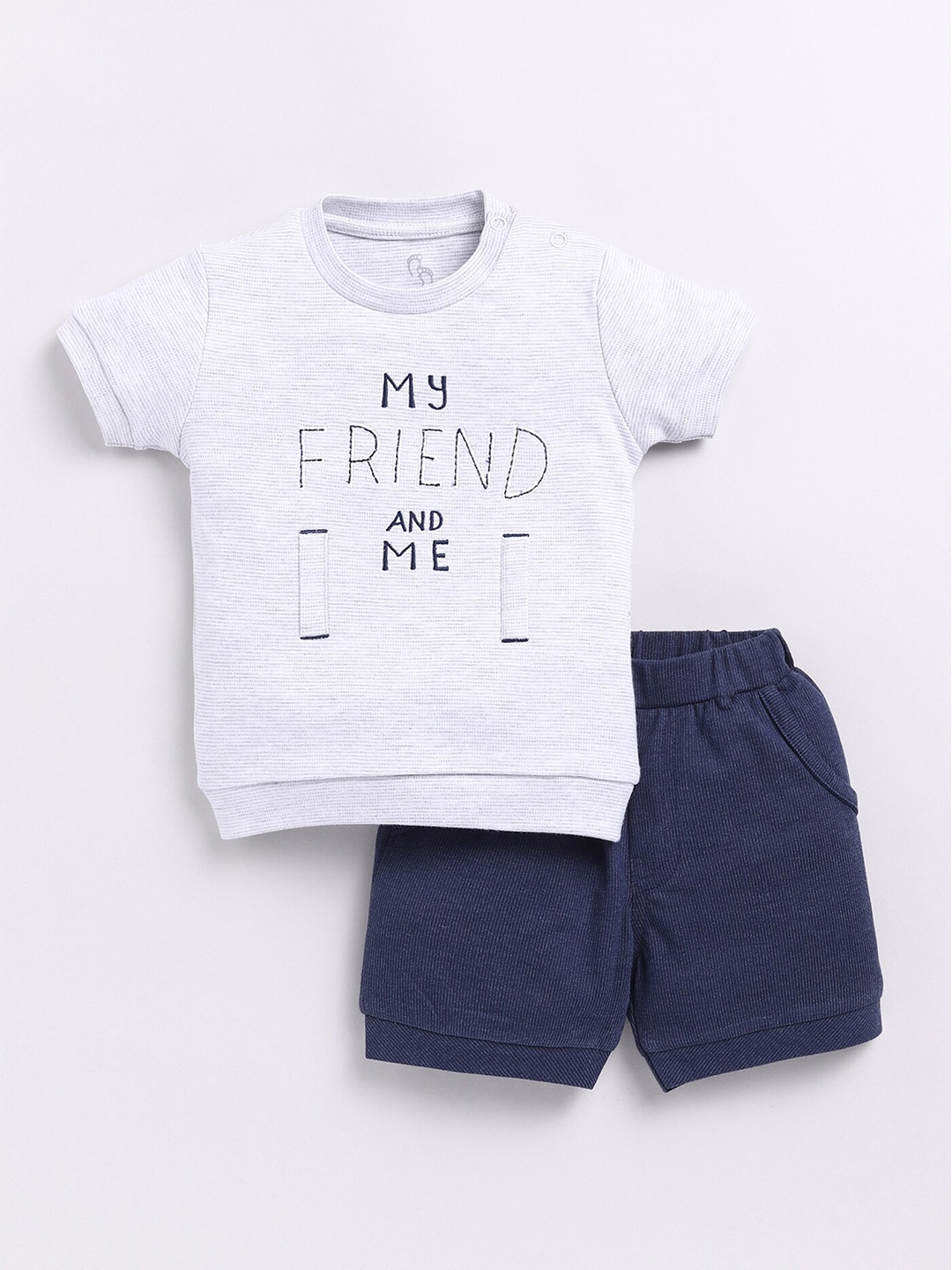 

BABY GO Boys Printed Pure Cotton T-shirt with Shorts, White