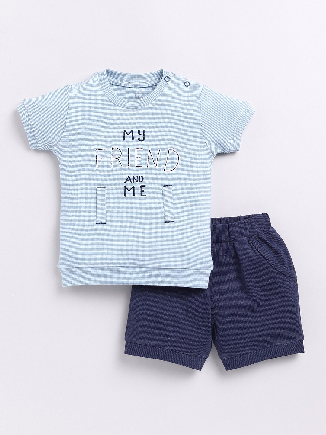 

BABY GO Boys Printed Pure Cotton T-shirt with Shorts, Blue