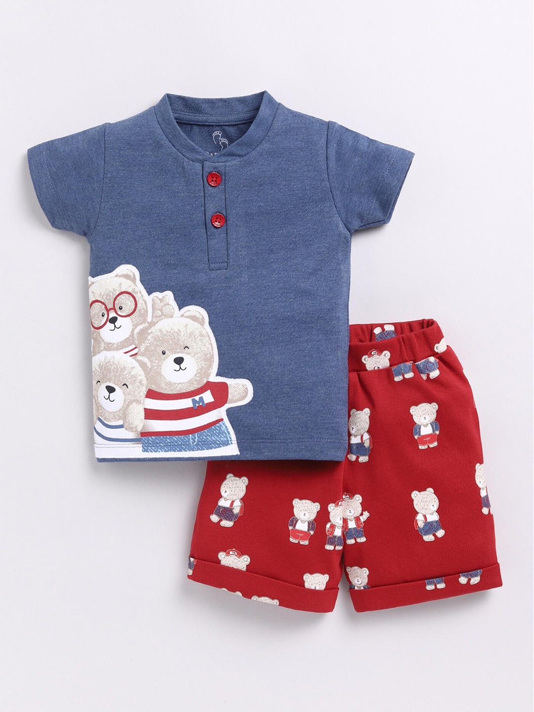 

BABY GO Boys Printed Pure Cotton T-shirt with Shorts, Blue