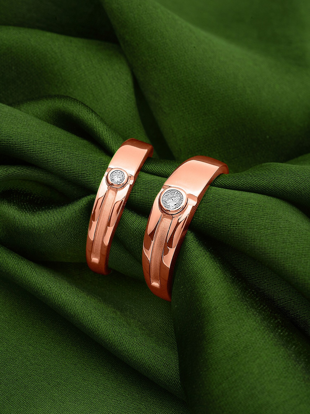 

SILBERRY Set Of 2 925 Sterling Silver Rose Gold-plated Couple Rings