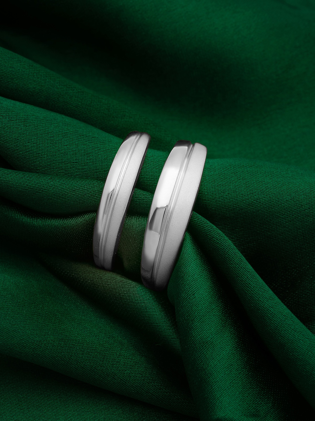 

SILBERRY Set Of 2 925 Sterling Silver Rhodium-plated Adjustable Couple Rings