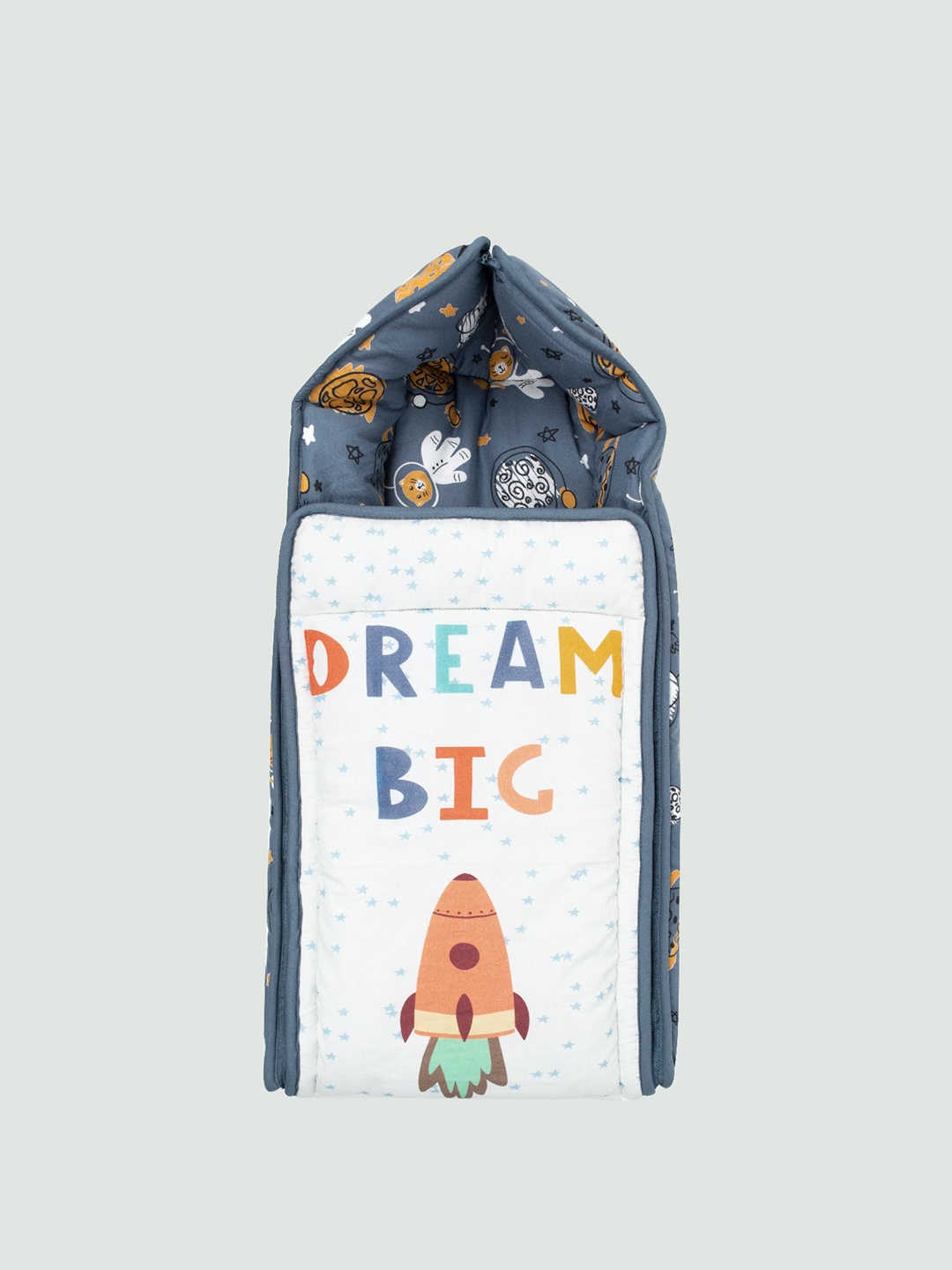 

TIDY SLEEP Kids Typography Printed Cotton Baby Sleeping Bag, Navy blue