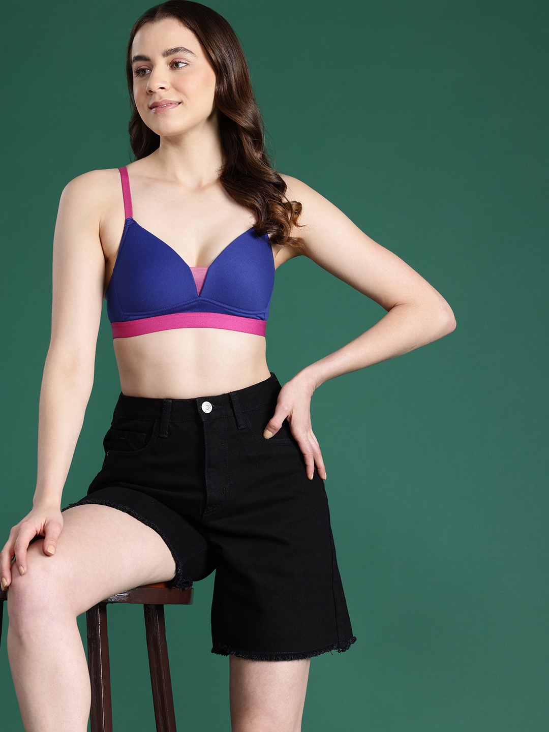 

DressBerry Full Coverage Lightly Padded Bra, Blue