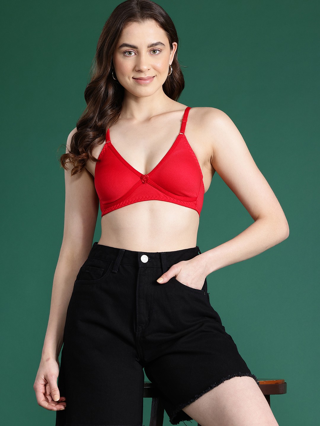 

DressBerry Solid Bra - Full Coverage, Red