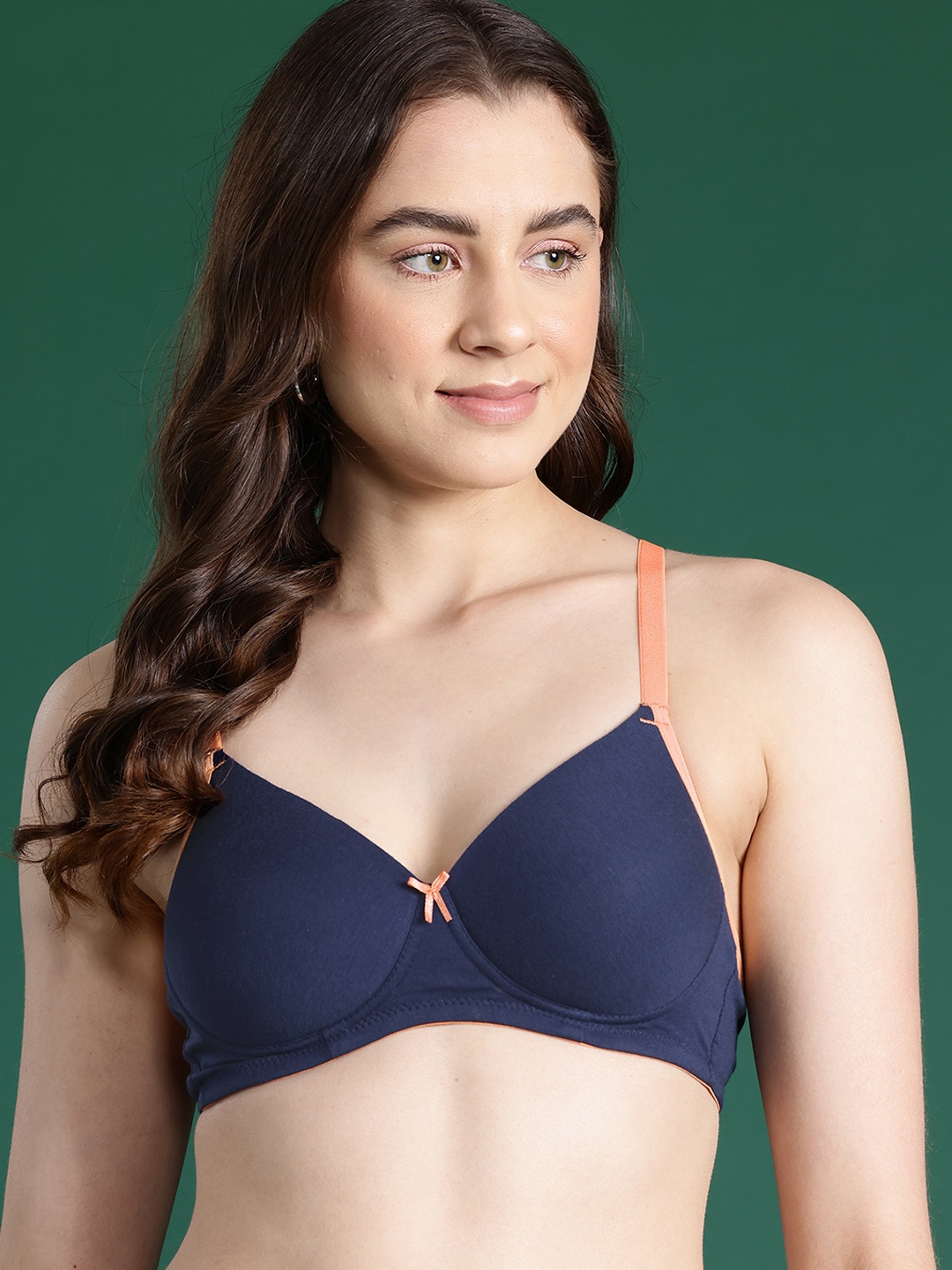 

DressBerry Solid Bra - Full Coverage Lightly Padded, Navy blue