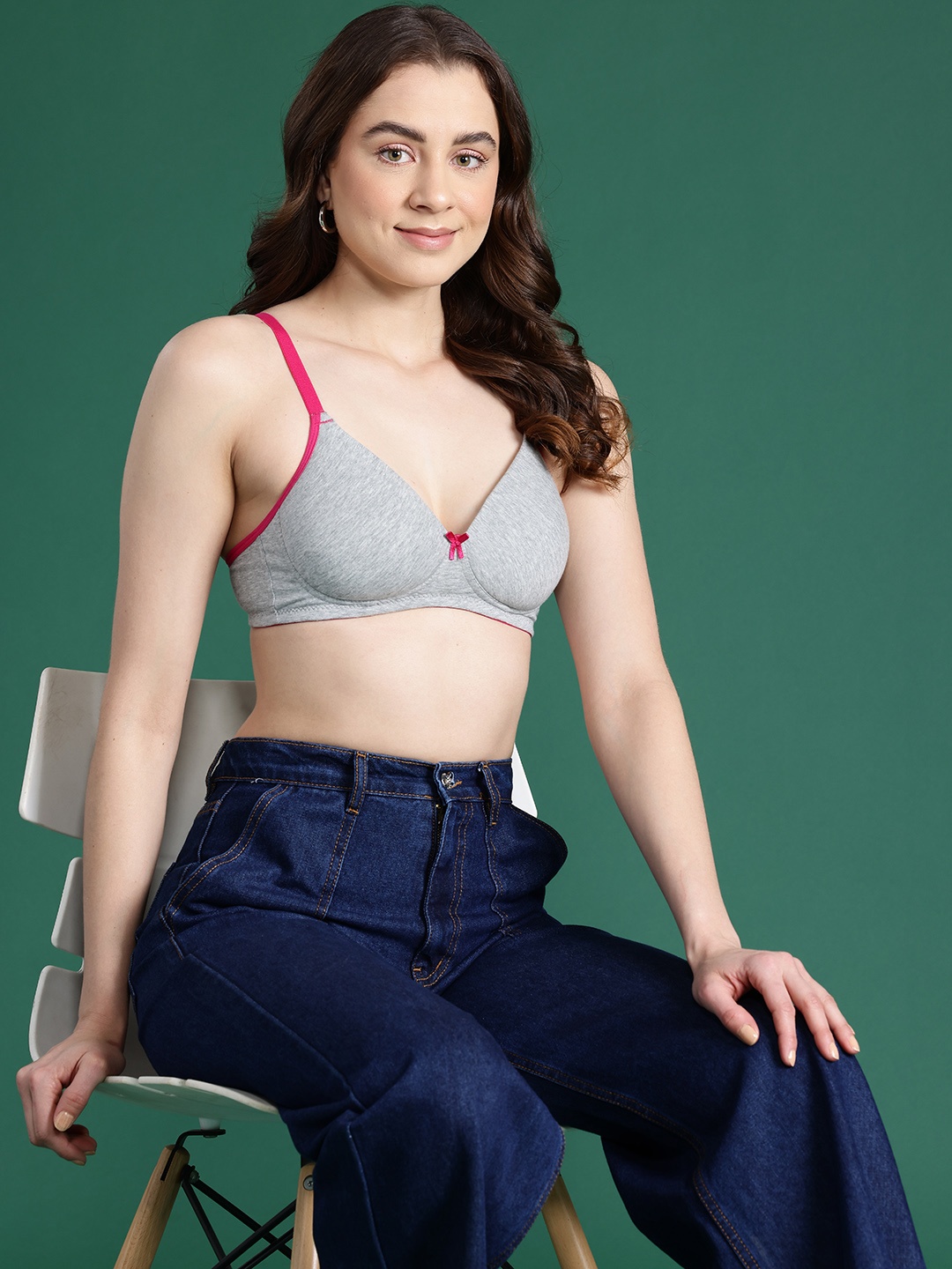 

DressBerry Solid Bra - Full Coverage Lightly Padded, Grey melange