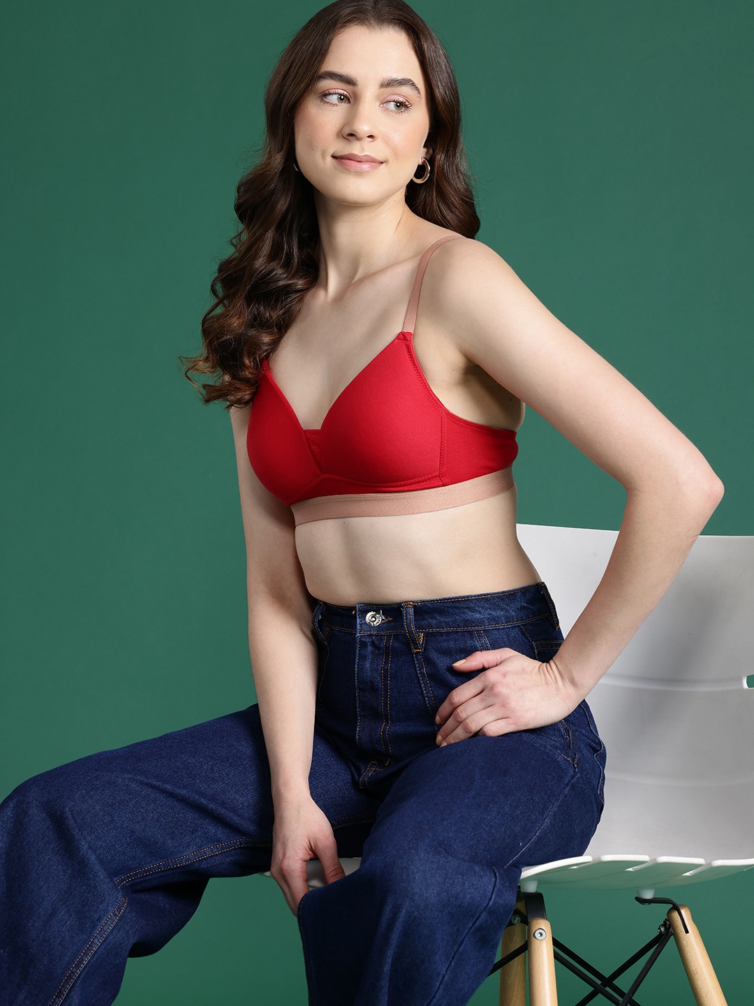 

DressBerry Solid Bra - Full Coverage Lightly Padded, Red