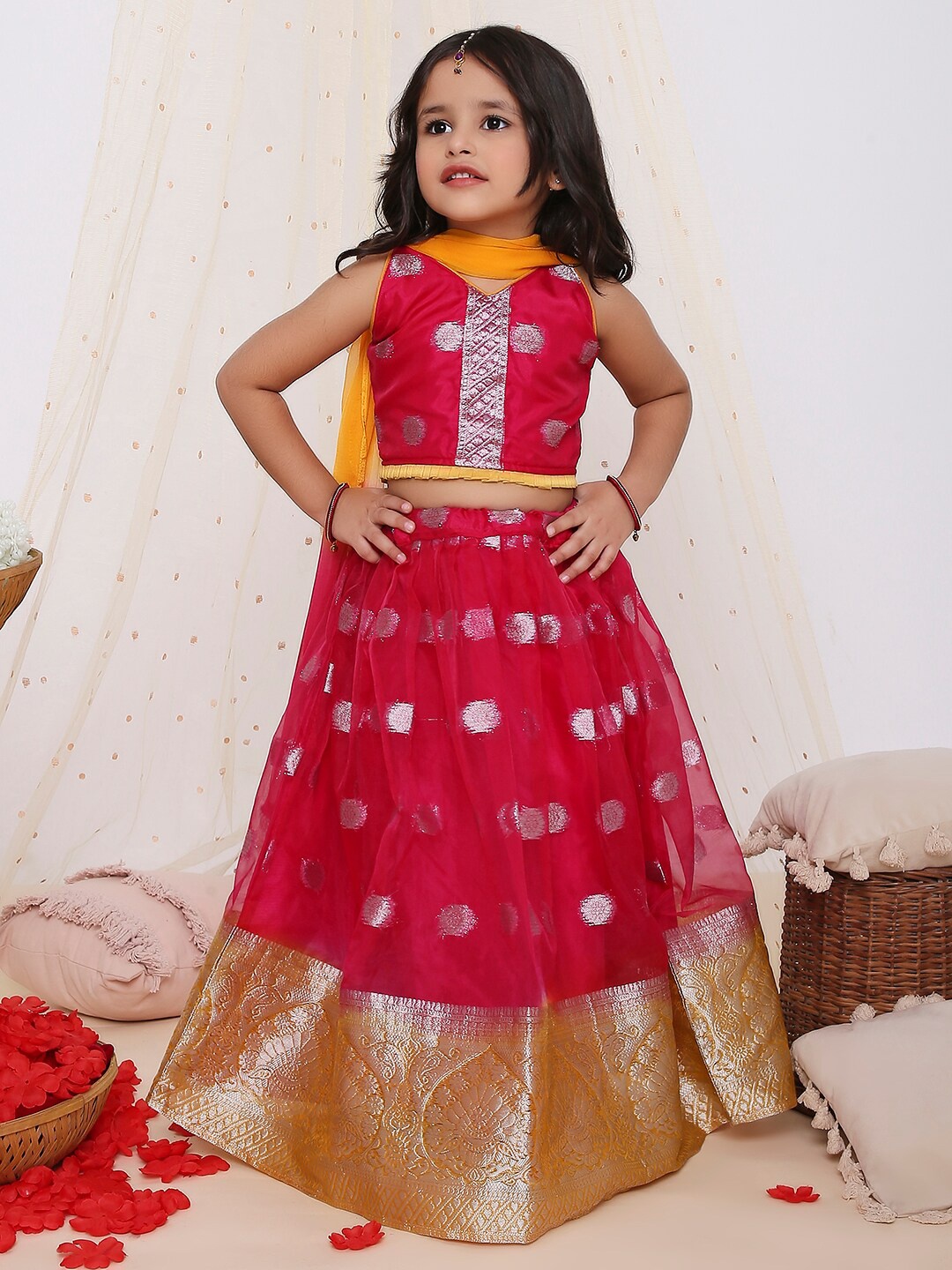 

KID1 Girls Ready to Wear Lehenga & Blouse With Dupatta, Pink