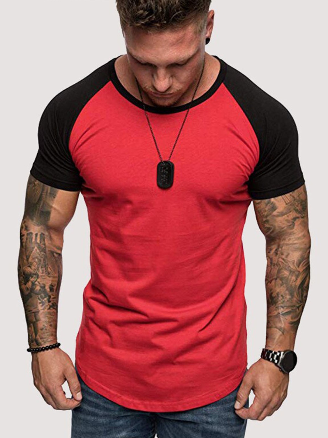 

THE MILLION CLUB Colourblocked Cotton T shirt, Red