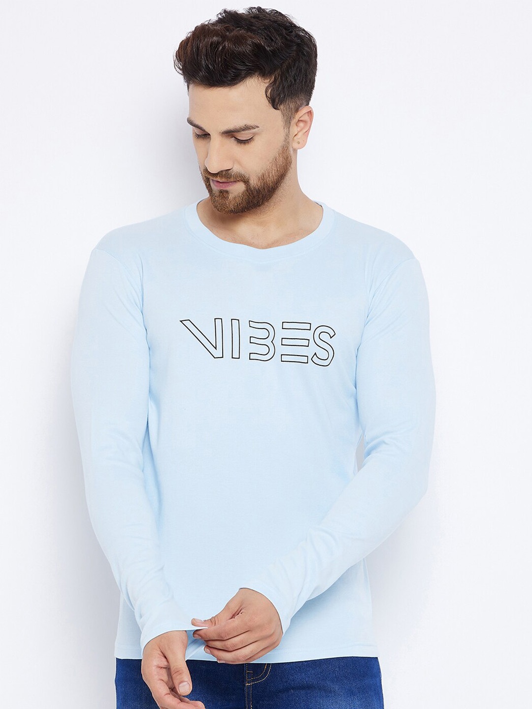 

THE MILLION CLUB Typography Printed Cotton T-shirt, Turquoise blue