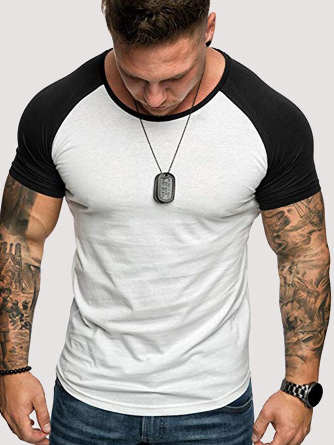 

THE MILLION CLUB Raglan Sleeves Cotton Casual T-shirt, White