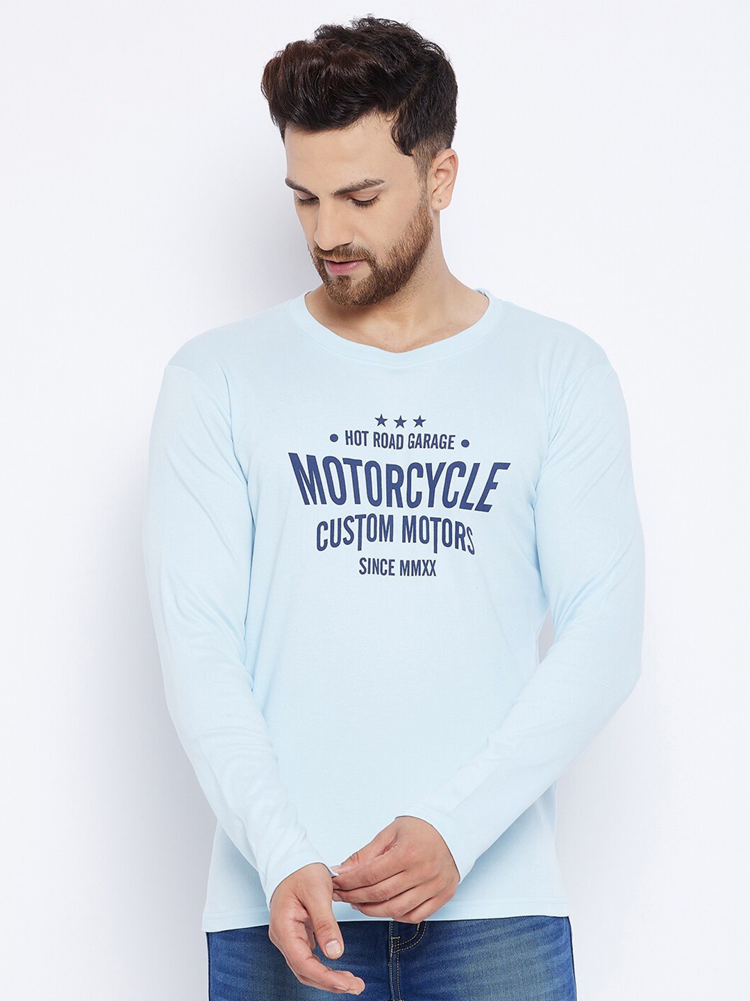

THE MILLION CLUB Typography Printed Cotton T-shirt, Turquoise blue