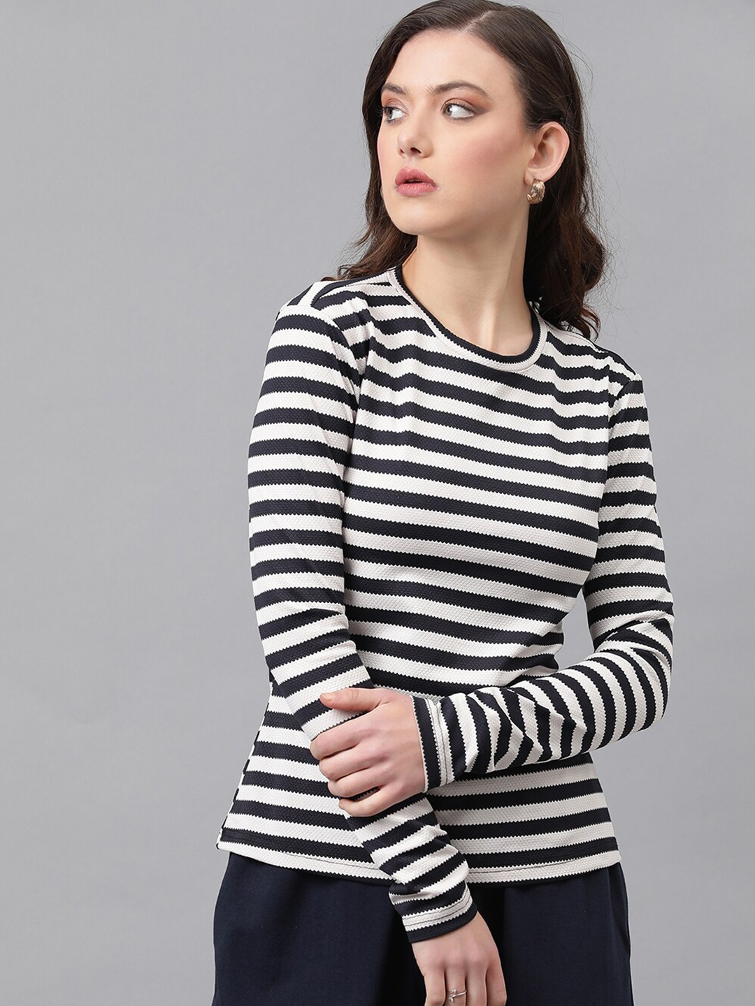 

Kotty Striped Long Sleeves Top, White