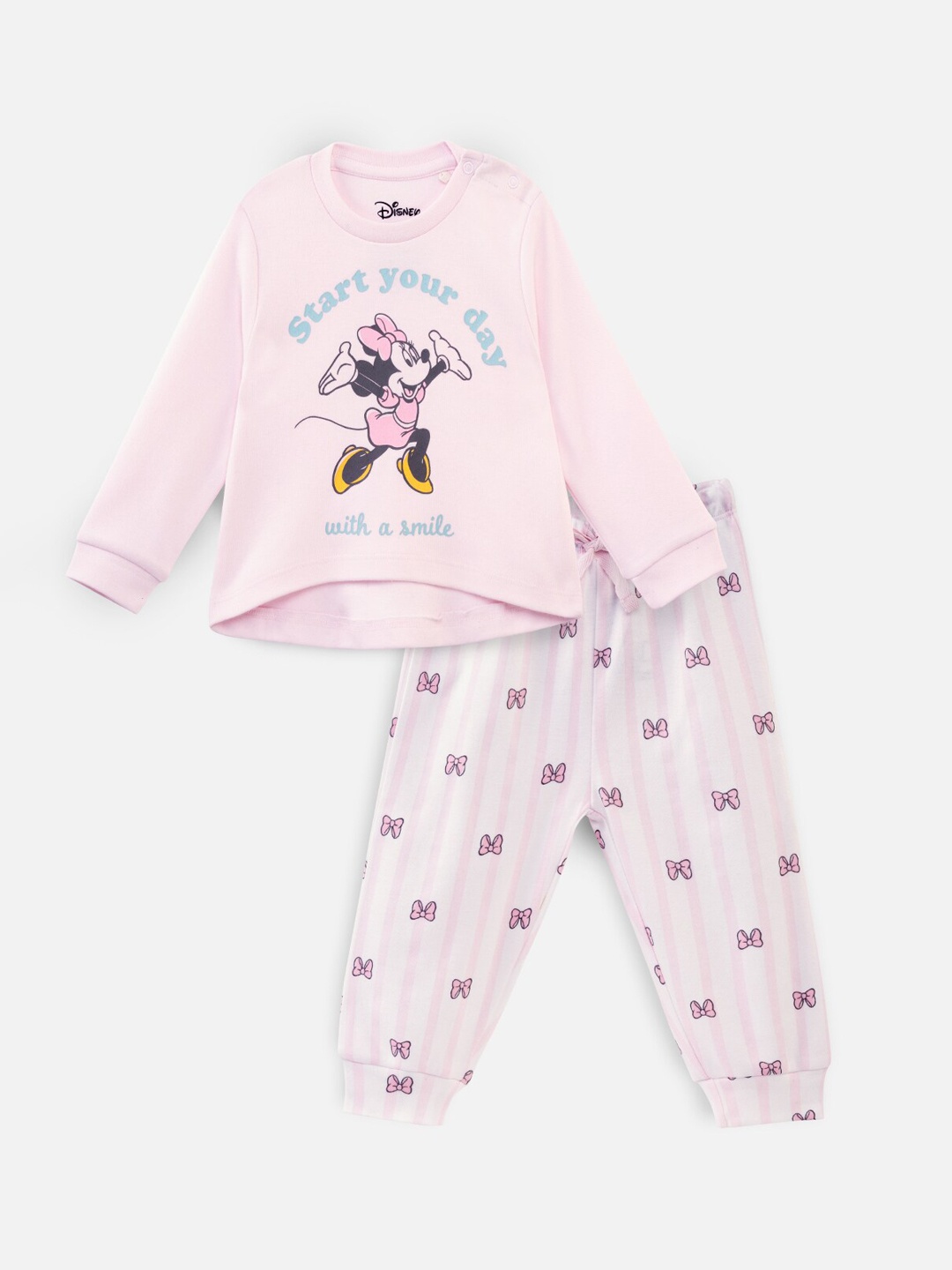 

Nap Chief Infant Girls Minnie Mouse Printed Pure Cotton Night suit, Pink