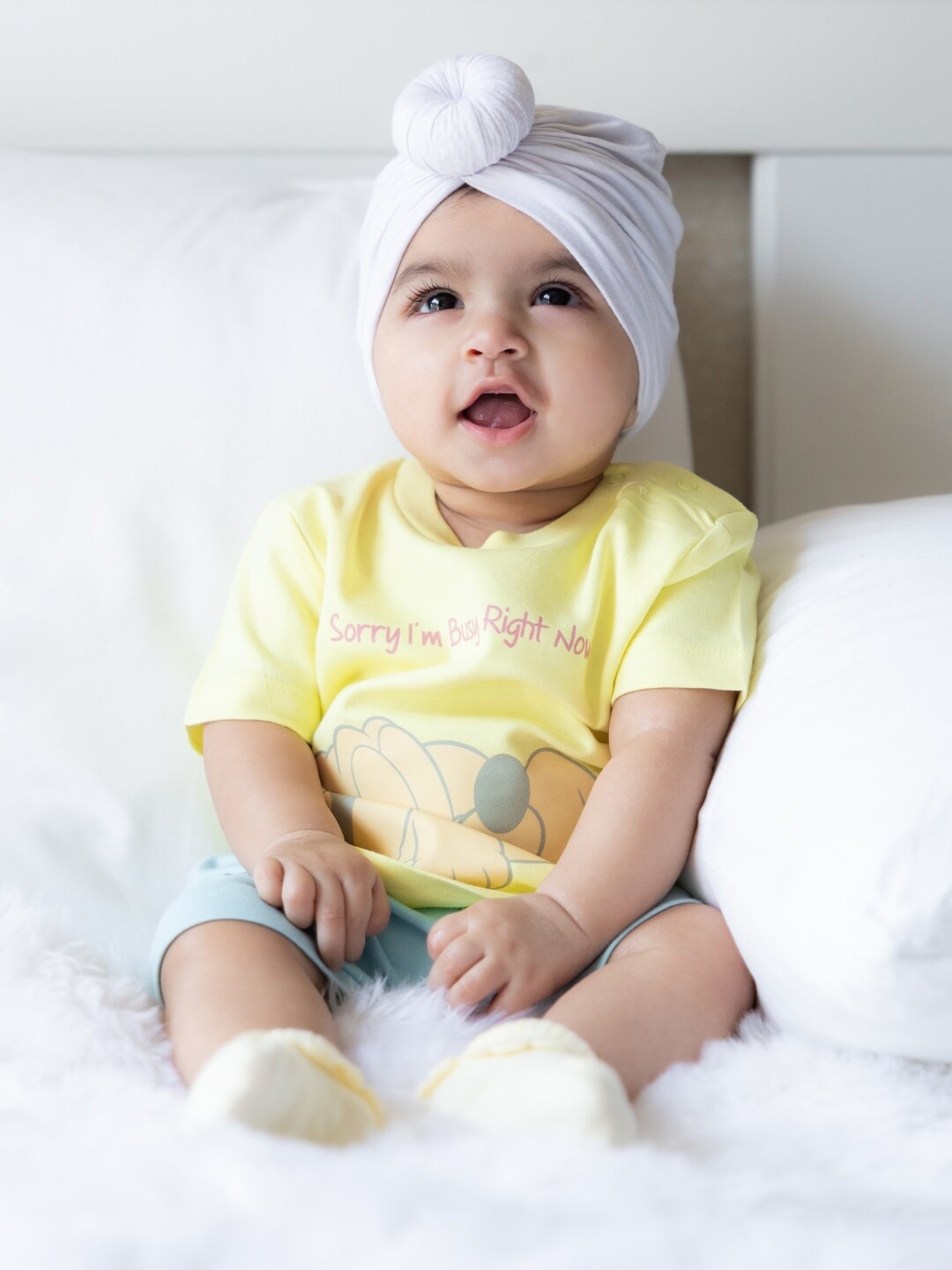 

Nap Chief Infant Kids Pluto Printed Pure Cotton T-shirt with Shorts, Yellow