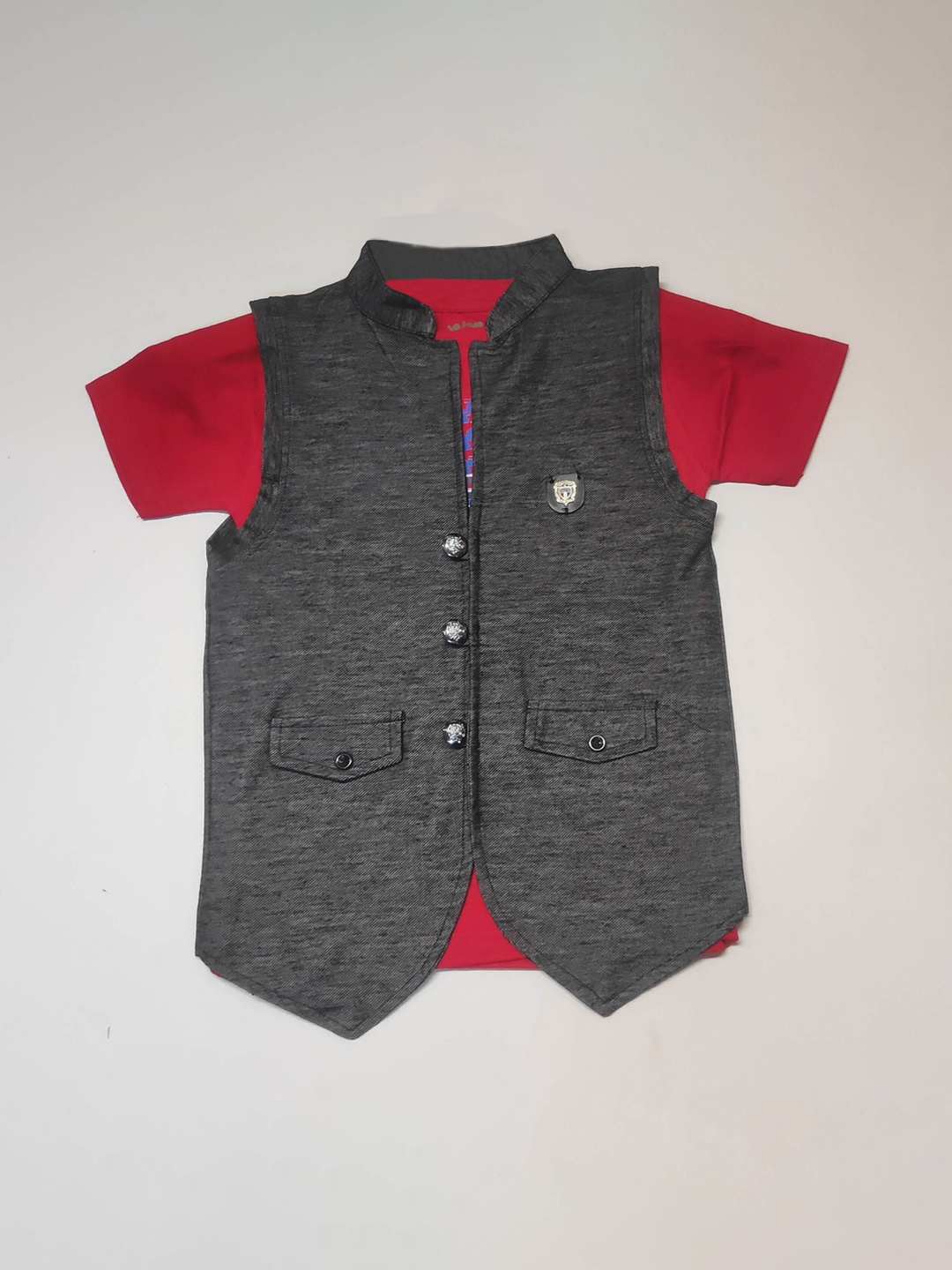 

BAESD Boys Cotton Blazer with Printed T-shirt, Black