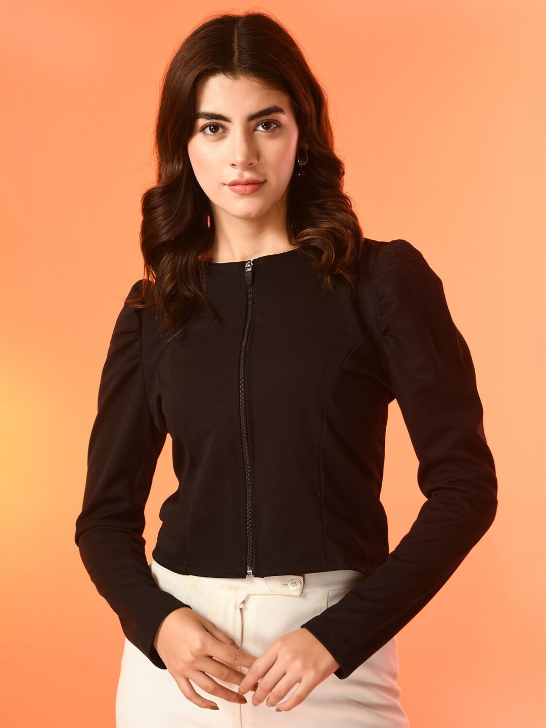 

IUGA Puff Sleeves Top, Black