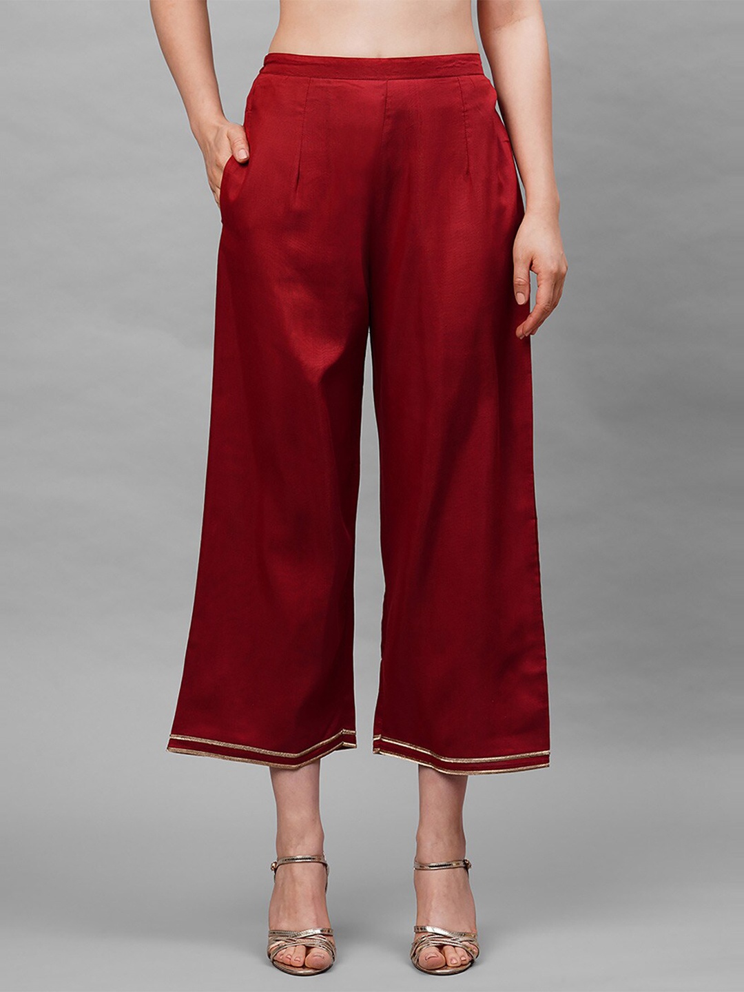 

Anouk Women Mid Rise Cotton Ethnic Palazzo, Red