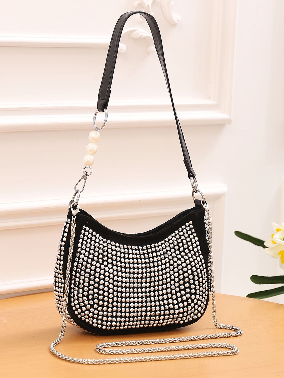 

Diva Dale Embellished Swagger Shoulder Bag, Silver