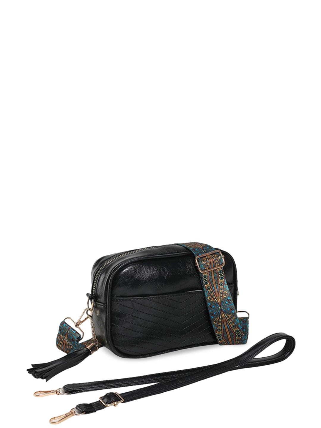 

Diva Dale Miniature Sling Bag With Tasselled, Black