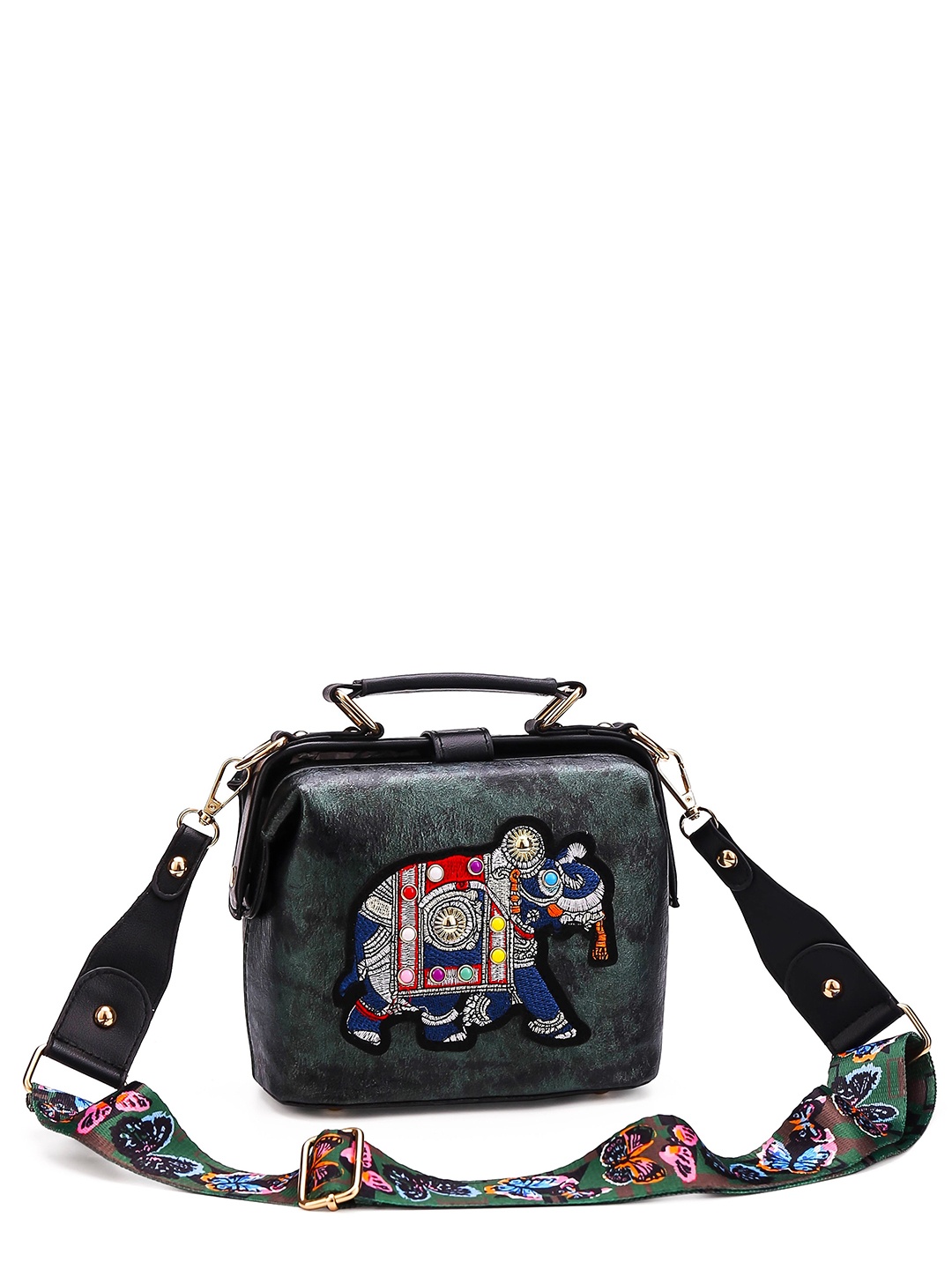 

Diva Dale Embellished Structured Sling Bag, Green