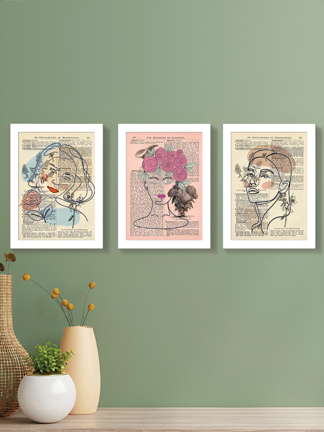 

Art Street White & Pink 3 Piece Synthetic Wooden Floral and Botanical Printed Wall Arts