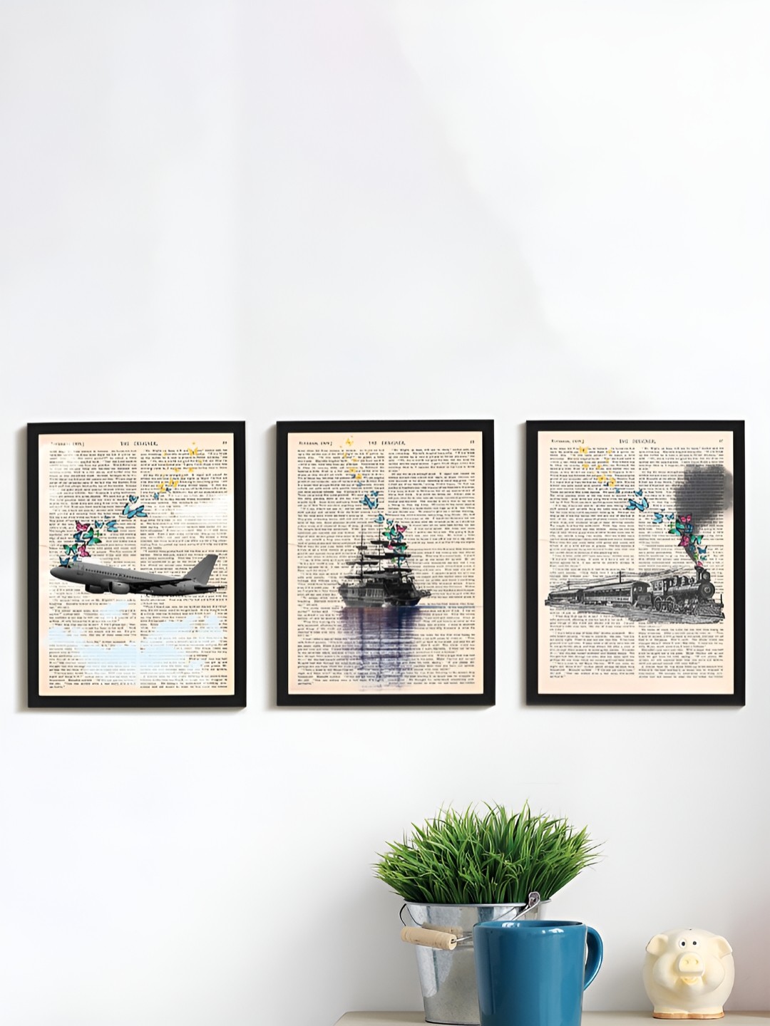 

Art Street Black & Blue 3 Piece Synthetic Wooden Printed Wall Arts