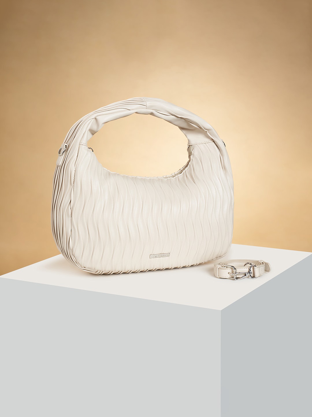 

Forever Glam by Pantaloons Textured Swagger Handheld Bag, Off white