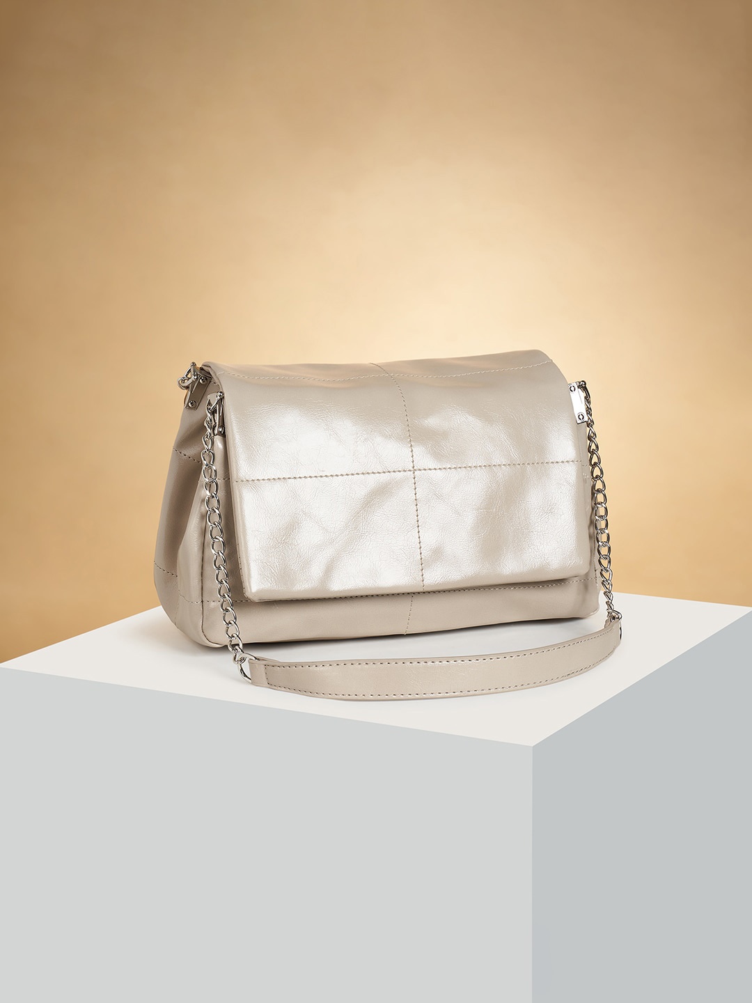

Forever Glam by Pantaloons Structured Sling Bag, Grey