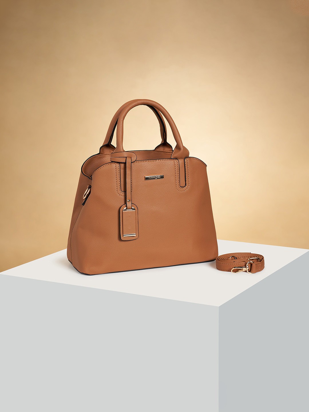

Forever Glam by Pantaloons Structured Handheld Bag, Tan