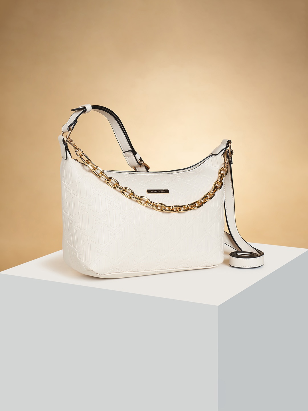 

Forever Glam by Pantaloons Textured Structured Handheld Bag, Off white