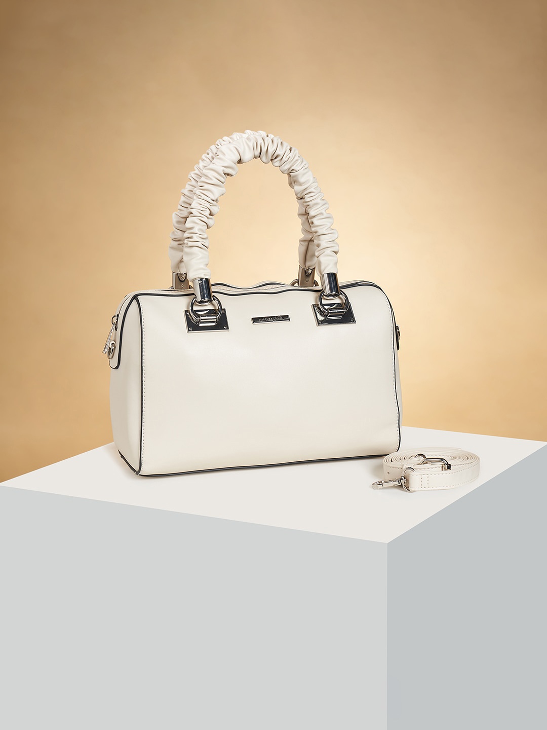 Forever Glam by Pantaloons Oversized Structured Handheld Bag, White