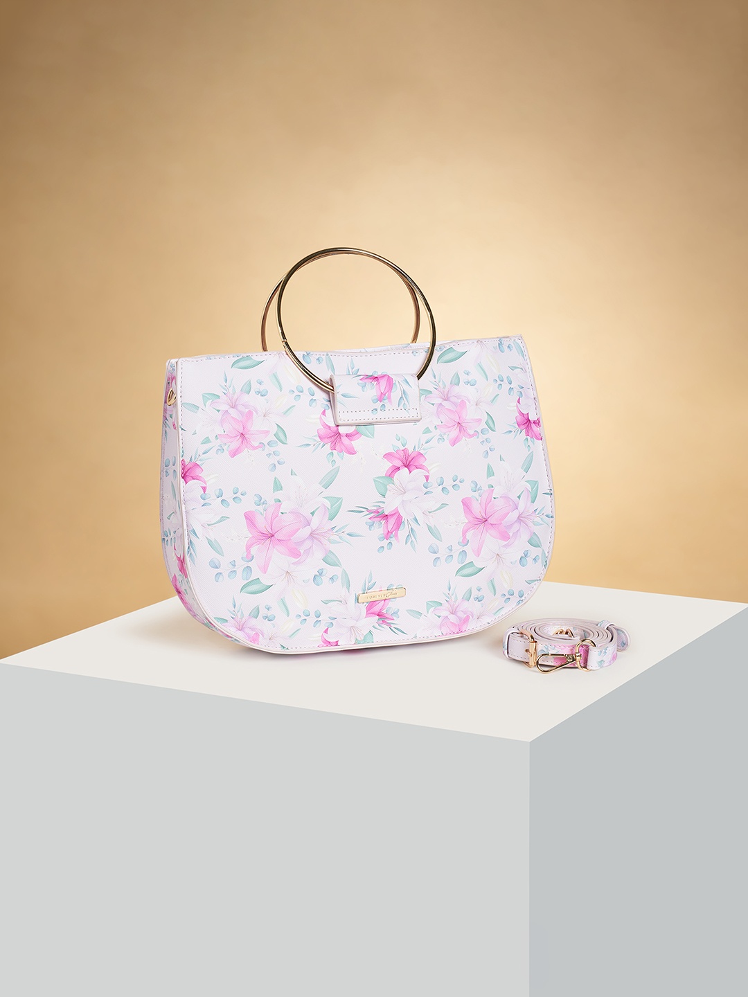 

Forever Glam by Pantaloons Floral Printed Handheld Bag, Pink