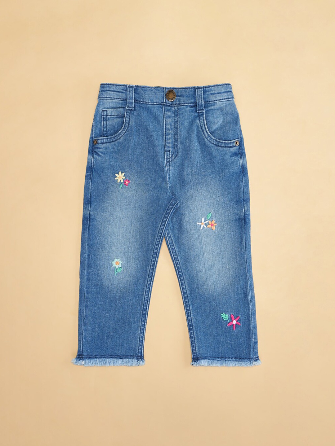 

Pantaloons Baby Girls Clean Look Light Fade Stretchable Jeans, Blue