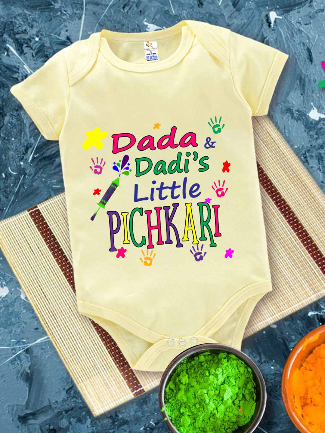 

Babywish Infants Printed Cotton Bodysuit, Yellow
