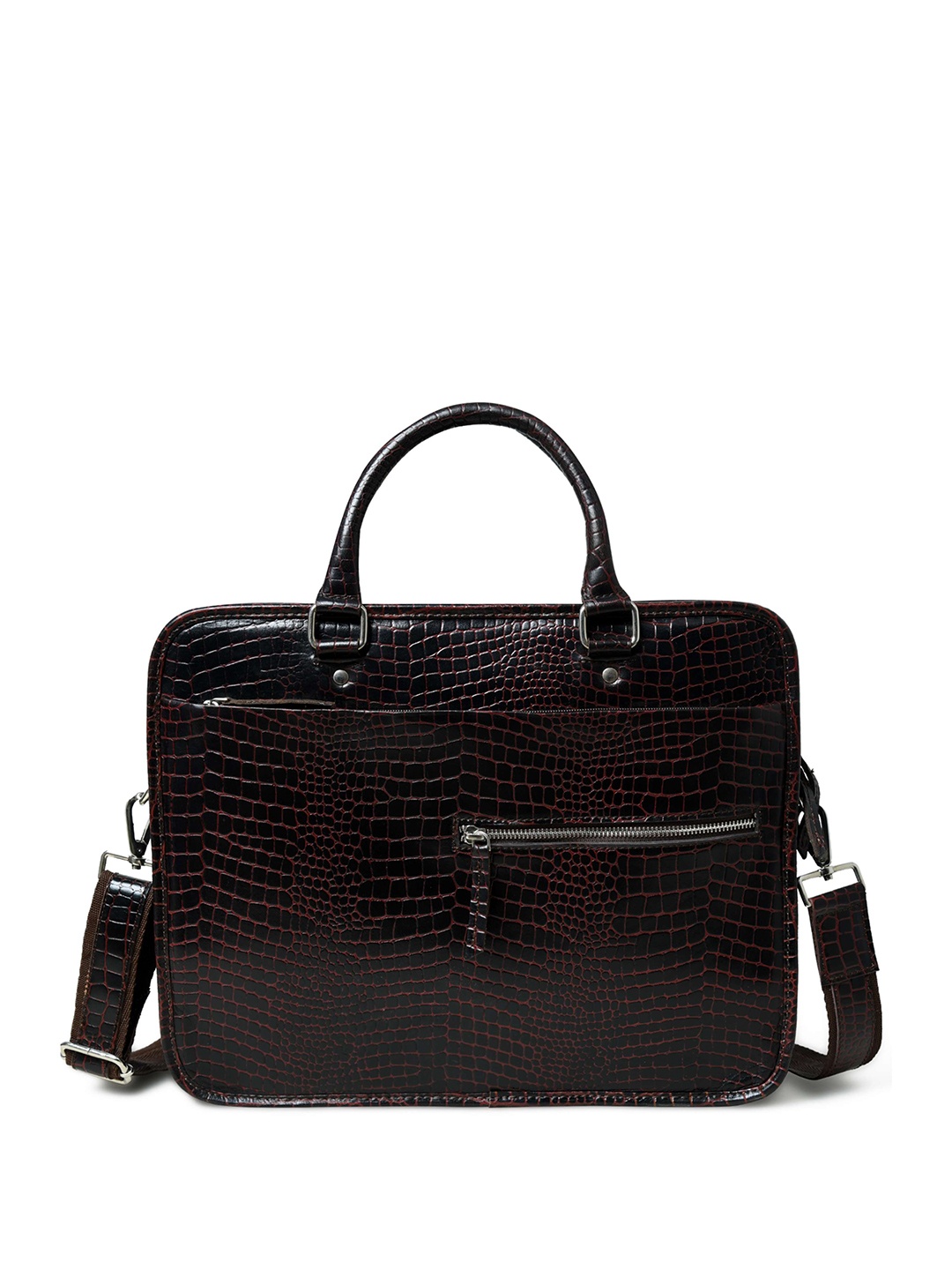 

MaheTri Men Textured Leather Laptop Bag Up to 15 inch, Brown