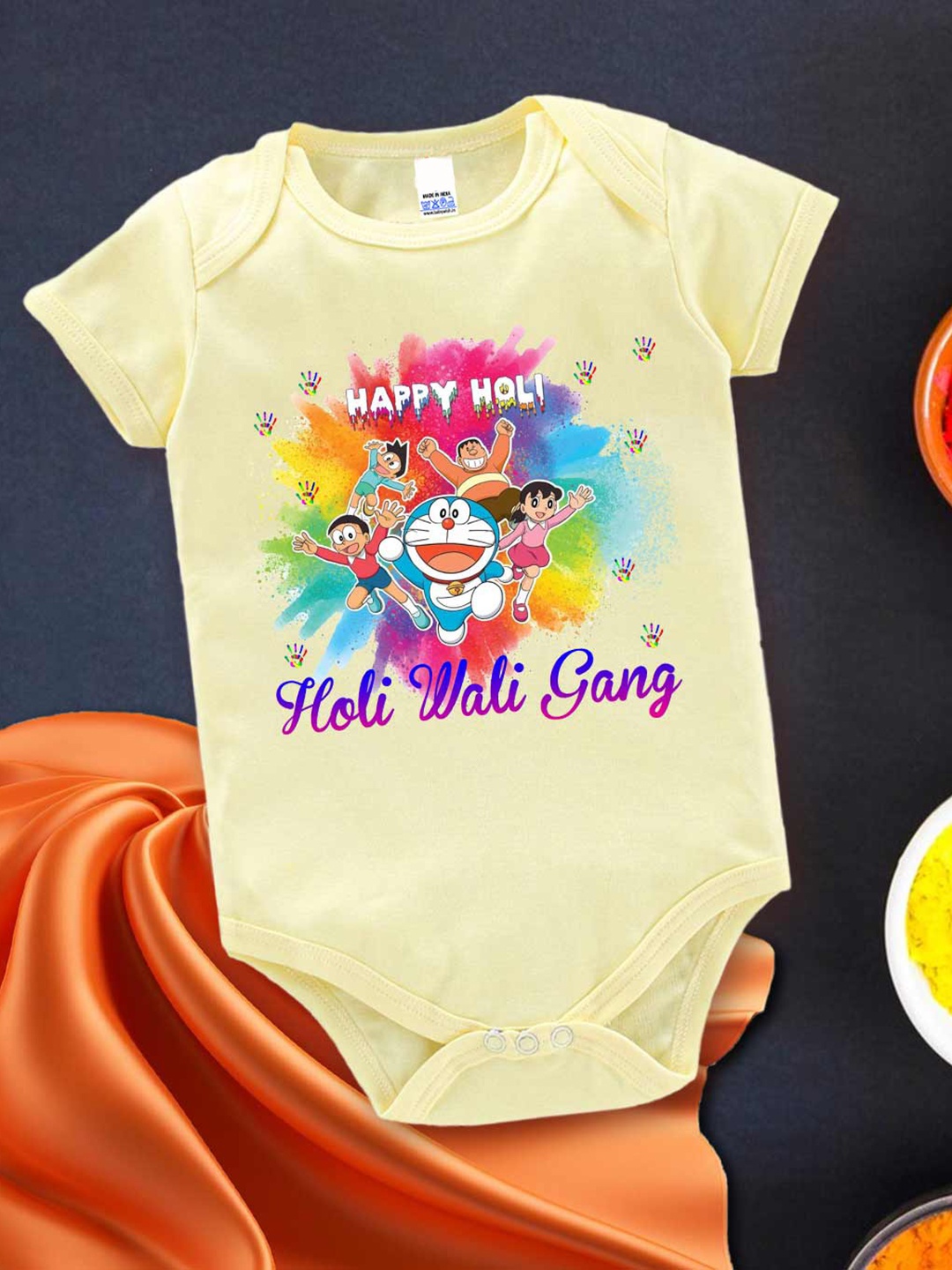 

Babywish Infants Printed Cotton Bodysuit, Yellow