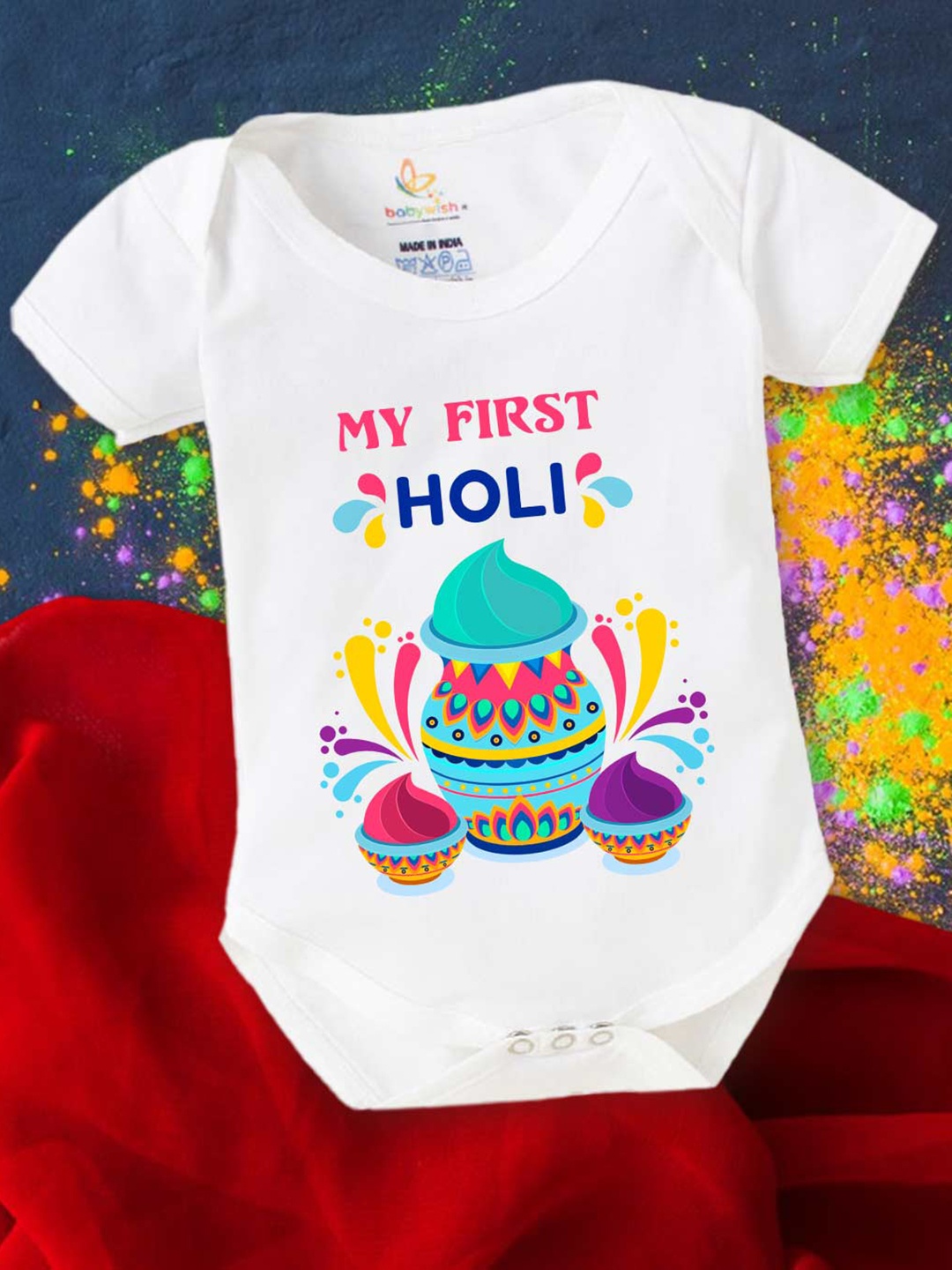 

Babywish Infants Printed Cotton Bodysuit, White