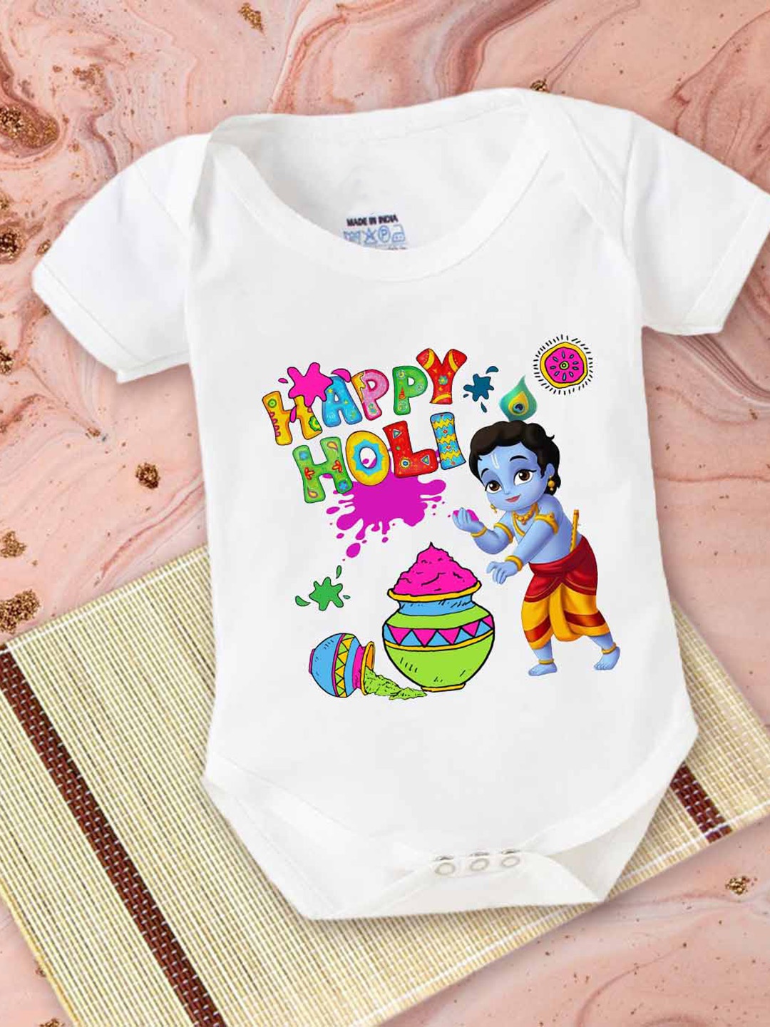 

Babywish Infants Printed Cotton Bodysuit, White